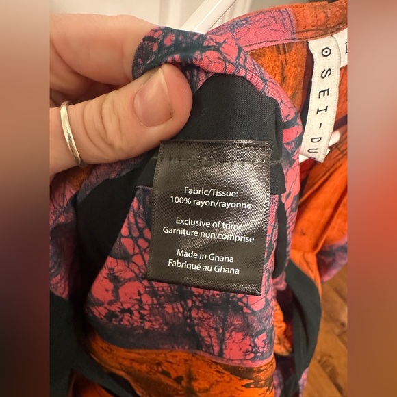 NEW Osei Duro Letsa Rayon Wrap Dress Carmine Red Black Pink Multi Color Size L - Picture 10 of 10